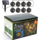 Garden of Eden - Solar LED Tuinverlichting met vlameffect / Sfeerverlichting voor Buiten - Kabellengte 3.4 Meter - Hangende Lampionnen met Kaars - Op Zonne-energie- ⌀ 7,2cm