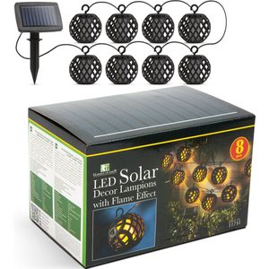 Garden of Eden - Solar LED Tuinverlichting met vlameffect/Sfeerverlichting voor Buiten - Kabellengte 3.4 Meter - Hangende Lampionnen met Kaars - Op Zonne-energie- ⌀ 7,2cm