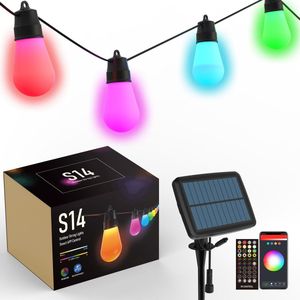 Garden of Eden - Solar Lichtsnoer voor Binnen of Buiten op Zonne-Energie - Multicolour - 13m - met App en Bluetooth én afstandsbediening - 30 Lampjes - IP65 waterdicht - Smart Sfeerverlichting voor Buiten