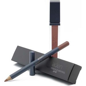 Aden Liquid Lipstick + Lipliner Pencil Set Milk Chocolate 02