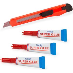 Universele Secondenlijm / Lijm - 3 Stuks - Secondelijm set met gratis Stanleymes - Schoenlijm/DIY/Hobbylijm