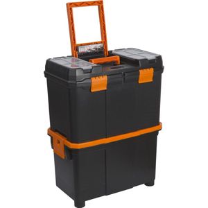 Gereedschapskoffer met Wielen - Leeg - Gereedschapstrolley - Zwart met Oranje