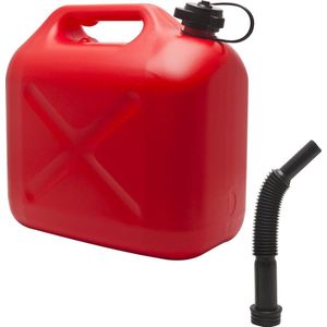 Brandstof Jerrycan Benzine of Diesel - 10L met tuit - Rood - 10 Liter - 310 x 175 x 300 mm