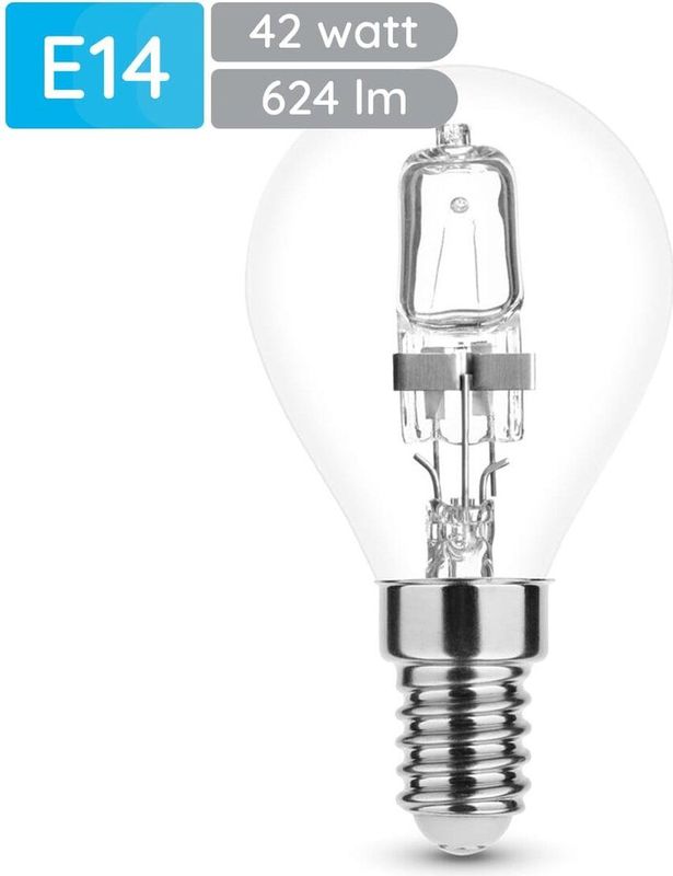 Modee E14 Halogeen Lamp Dimbaar 42W ECO - 624lm - 2700K - Warm Wit - ECO Halogeen Globe Mini P45