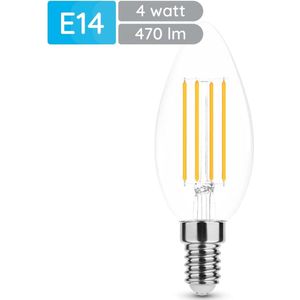 Modee - E14 LED Lamp - Warm Wit - LED Filament Kaarslamp B35 - 4W - 470lm - Vervangt 40W Halogeen Gloeilamp