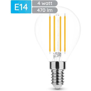 Modee E14 LED Lamp 4W - 470lm - 4000K - Neutraal Wit - LED Filament Globe Mini P45 - Vervangt 40W Halogeen Gloeilamp