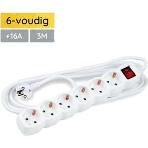 Technik - Stekkerdoos met Schakelaar - Wit - 6-Voudig Verlengsnoer - 3 Meter