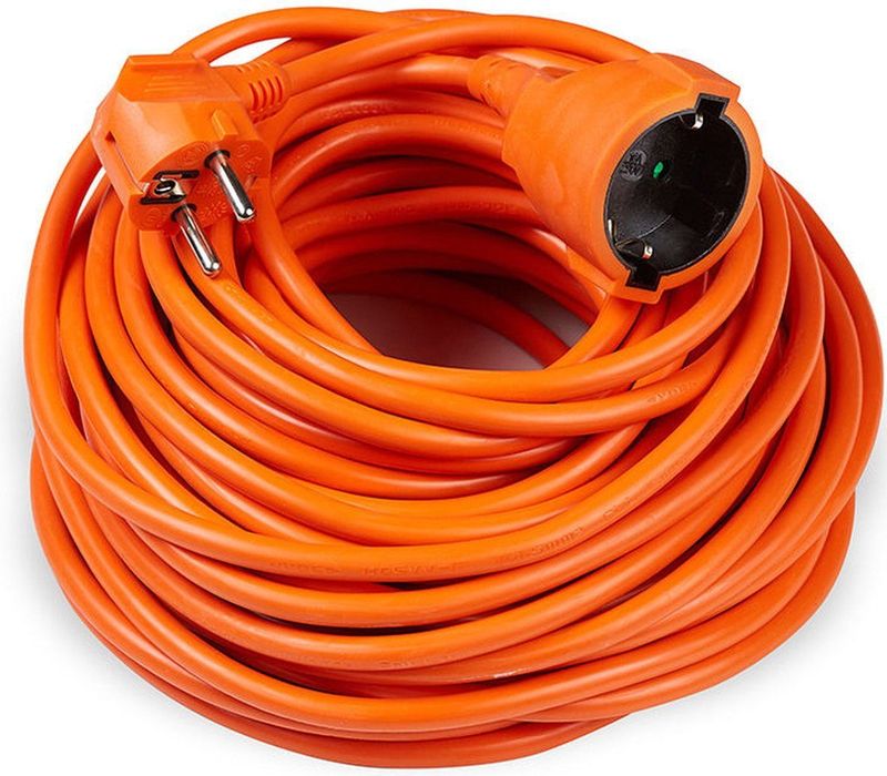 Technik - Verlengsnoer - 20 Meter - Geaard - Oranje - H05VV-F
