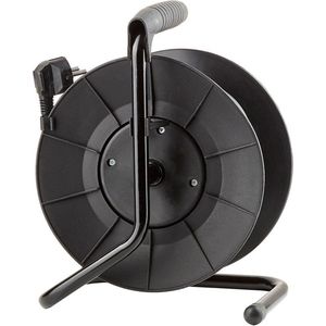 Technik Kabelhaspel 25m - 4-voudig met randaarde - 3x1.5mm2 - zwart