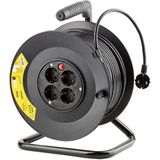 Technik - Kabelhaspel - 50 Meter - 4-Voudig - Geaard - Zwart