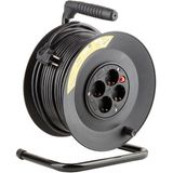 Technik - Kabelhaspel - 50 Meter - 4-Voudig - Geaard - Zwart