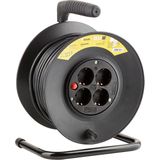 Technik - Kabelhaspel - 50 Meter - 4-Voudig - Geaard - Zwart