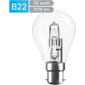 Modee B22 Halogeen Lamp Dimbaar 70W ECO - 1179lm - 2700K - Warm Wit - ECO Halogeen Globe A55