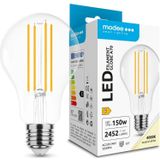 Modee E27 LED Lamp 17W - 2452lm - 4000K - Neutraal Wit - LED Filament Globe A70 - Vervangt 150W Halogeen Gloeilamp