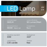 Modee - E14 LED Lamp - Warm Wit - LED Filament Amber Kaarslamp B35 - Vervangt 33W Halogeen