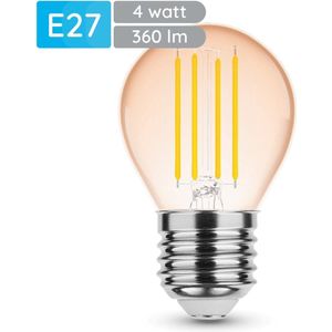 Modee E27 LED Lamp 4W - 320lm - 1800K - Warm Wit - LED Filament Amber Globe Mini P45 - Vervangt 28W Halogeen Gloeilamp