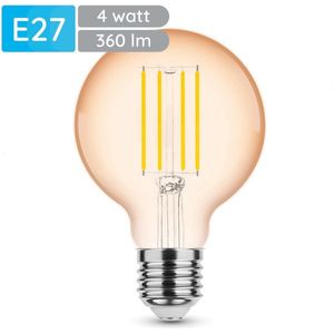 Modee E27 LED Lamp 4W - 360lm - 1800K - Warm Wit - LED Filament Amber Globe G80 - Vervangt 33W Halogeen Gloeilamp