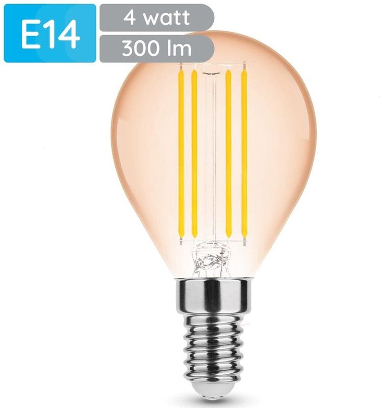 Modee - E14 LED Lamp - Dimbaar - Warm Wit - LED Filament Amber Globe Mini P45