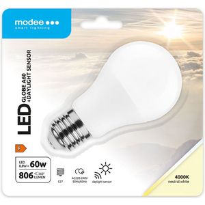 Modee Lighting - LED Lamp E27 A60 - 8,8W 4000K - Schemersensor