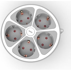 Technik Stekkerdoos 1.4 Meter - Rond - 5-Voudig - Wit