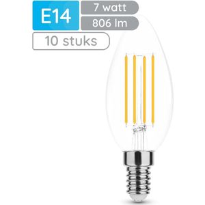 Modee E14 LED Lamp Dimbaar 7W - 806lm - 2700K - Warm Wit - LED Filament Kaarslamp B35 - Vervangt 50W Halogeen Gloeilamp - 10 stuks