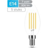 Modee - E14 LED Lamp - Neutraal Wit - LED Filament Kaarslamp B35 - 7W - 806lm - Vervangt 60W Halogeen Gloeilamp - 5 stuks