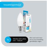Modee E14 LED Lamp - Neutraal Wit - 7W - 700lm - LED Kaarslamp B35 - Vervangt 54W Halogeen Gloeilamp - 5 stuks