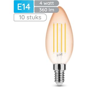 Modee - E14 LED Lamp - Warm Wit - 4W - 360lm - LED Filament Amber Kaarslamp B35 - Vervangt 33W Halogeen Gloeilamp - 10 stuks