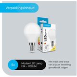 Modee E14 LED Lamp - Warm Wit - 7W - 700lm - LED Globe Mini P45 - Vervangt 54W Halogeen Gloeilamp - 5 stuks