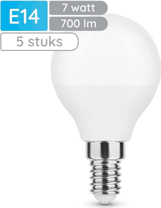 Modee E14 LED Lamp - Daglicht Wit - 7W - 700lm - LED Globe Mini P45 - Vervangt 54W Halogeen Gloeilamp - 5 stuks