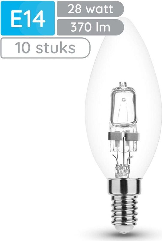 Modee E14 Halogeen Lamp Dimbaar 28W ECO - 370lm - 2700K - Warm Wit - ECO Halogeen Kaarslamp - 10 stuks