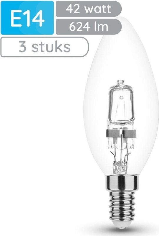 Modee E14 Halogeen Lamp Dimbaar 42W ECO - 624lm - 2700K - Warm Wit - ECO Halogeen Kaarslamp - 3 stuks