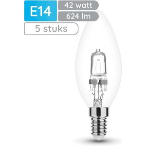 Modee E14 Halogeen Lamp Dimbaar 42W ECO - 624lm - 2700K - Warm Wit - ECO Halogeen Kaarslamp - 5 stuks