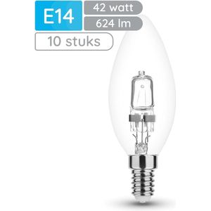 Modee E14 Halogeen Lamp Dimbaar 42W ECO - 624lm - 2700K - Warm Wit - ECO Halogeen Kaarslamp - 10 stuks