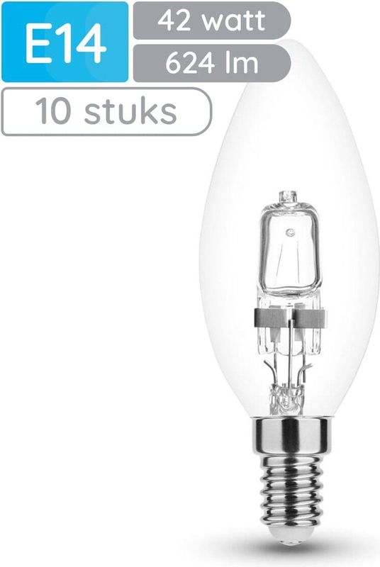 Modee E14 Halogeen Lamp Dimbaar 42W ECO - 624lm - 2700K - Warm Wit - ECO Halogeen Kaarslamp - 10 stuks