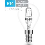 Modee E14 Halogeen Lamp Dimbaar 42W ECO - 624lm - 2700K - Warm Wit - ECO Halogeen Globe Mini P45 - 5 stuks