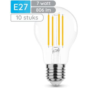 Modee E27 LED Lamp 7W - 806lm - 2700K - Warm Wit - LED Filament Globe A60 - Vervangt 60W Halogeen Gloeilamp - 10 stuks