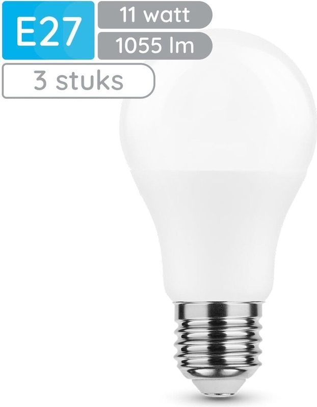 Modee E27 LED Lamp - Daglicht Wit - LED Globe A60 - 11W - 1055lm - 3 stuks