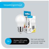 Modee E27 LED Lamp - Warm Wit - Globe Mini P45 - 2.9W - 250lm - Vervangt 25W Halogeen Gloeilamp - 3 stuks