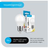 Modee E27 LED Lamp 7W - 700lm - 2700K - Warm Wit - Globe Mini P45 - Vervangt 54W Halogeen Gloeilamp - 10 stuks