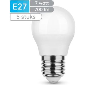 Modee E27 LED Lamp 7W - 700lm - 6000K - Daglicht Wit - LED Globe Mini P45 - Vervangt 54W Halogeen Gloeilamp - 5 stuks