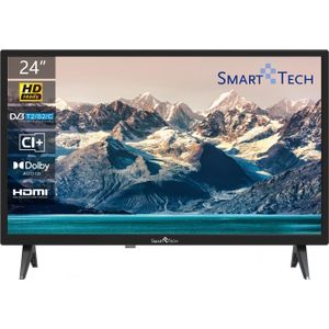 Smart Tech 24HN10T2 HD LED TV 24 inch (60 cm) Triple Tuner Dolby Audio H.265 HDMI USB, Resolutie: 1366 (H) × 768 (V) (24"" Voetkant)