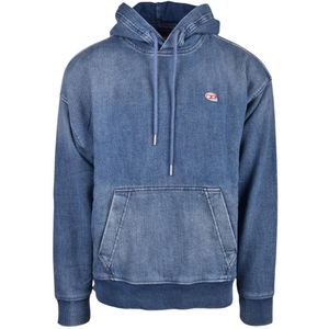 Diesel - Hoodie - Lichtblauw - Katoen - Spandex - Capuchon - Lange Mouwen
