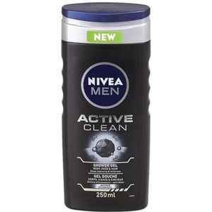 Nivea Active Clean Douchegel voor heren, 6 stuks (6 x 250 ml)