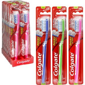 Colgate Double Action Medium Tandenborstel - Voordeelverpakking 12 Stuks