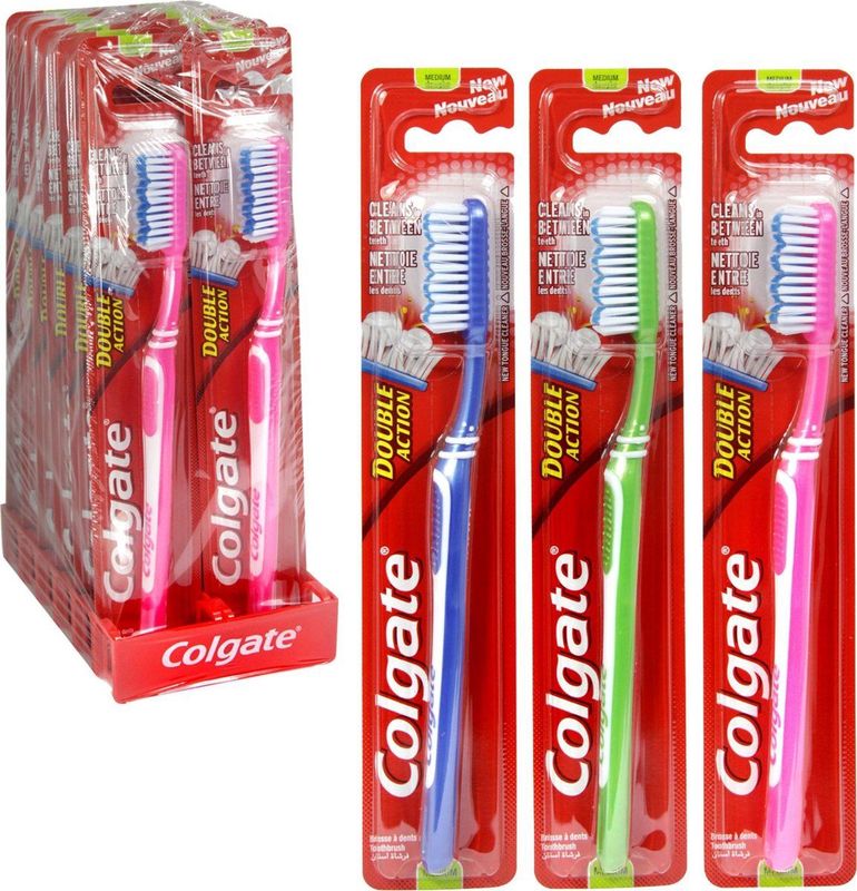 Colgate - Double Action Medium Tandenborstel - Voordeelverpakking 12 Stuks