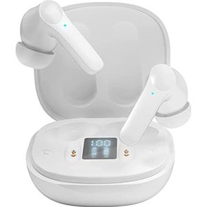 HAJIMA Bluetooth hoofdtelefoon, in-ear draadloze hoofdtelefoon, met microfoon, 42 uur afspeeltijd, IPX7 waterdicht, aanraking voor iPhone, Samsung, Huawei, witte hoofdtelefoon, S