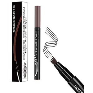 Anjoize Eyebrow Pen, Anjoize 4-Tip Microblade Brow Pen, Eyebrow Makeup, Fine-Stroke, Long Lasting, Waterproof and Smudge-Proof-Dark Grey