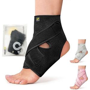 Bracoo FS10 Enkelbrace, Verstelbaar Neopreen Enkelbandage, Rechter/Linker Enkel, Multifunctionele Compressie Brace, Ontsteking en Sportblessure Rehabilitatie, Artritis, S/M Zwart