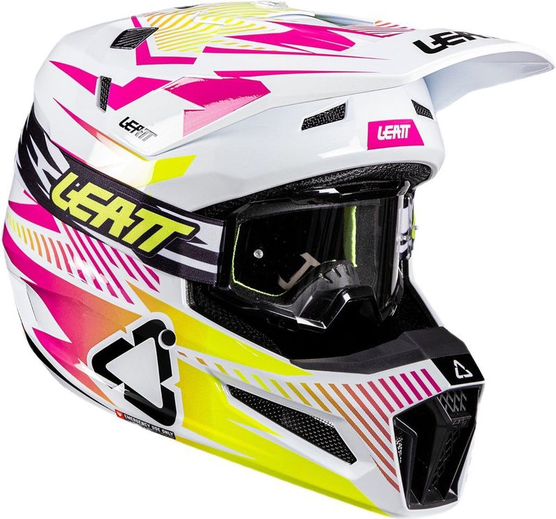 Leatt - Moto 3.5 V26 - Crosshelm - Wit Roze Geel - Inclusief Bril